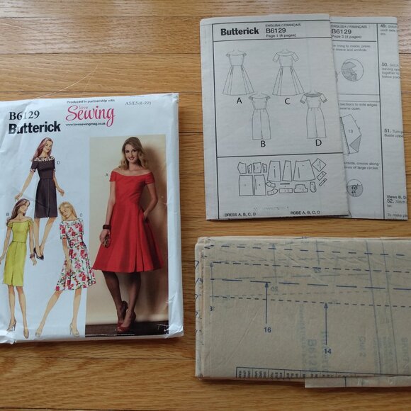 Semi-Fitted Lined Bodice Dress Sewing Pattern Size 6-22 Plus Butterick 6129 - Picture 8 of 10